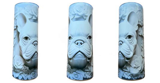 White French Bulldog/Floral Tumbler in 3D