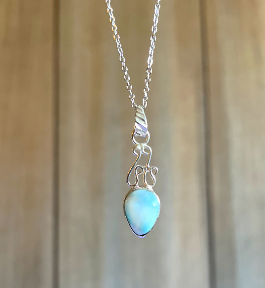 Tear-drop Larimar Sterling Silver Necklace